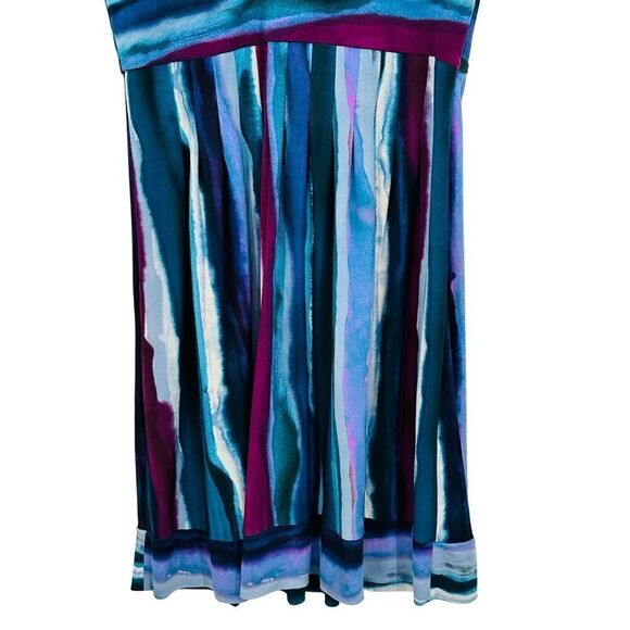 Rabbit Rabbit Rabbit Designs Bold Watercolor Striped Dress Size 8 V-Neck Stretch - Picture 4 of 11